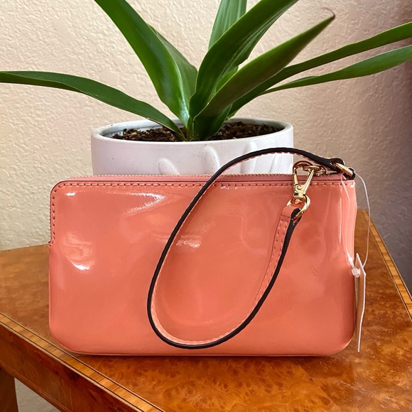 Michael Kors Fulton Wristlet, Peach Patent Leather - Picture 2 of 7